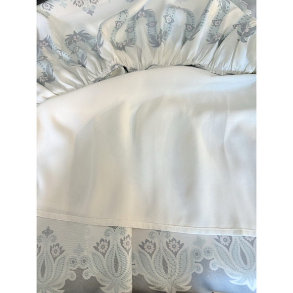 Amour Vert Box Silk Twill Tiered Geo Seafoam Puff Sleeve Sm NWT - Picture 5 of 9